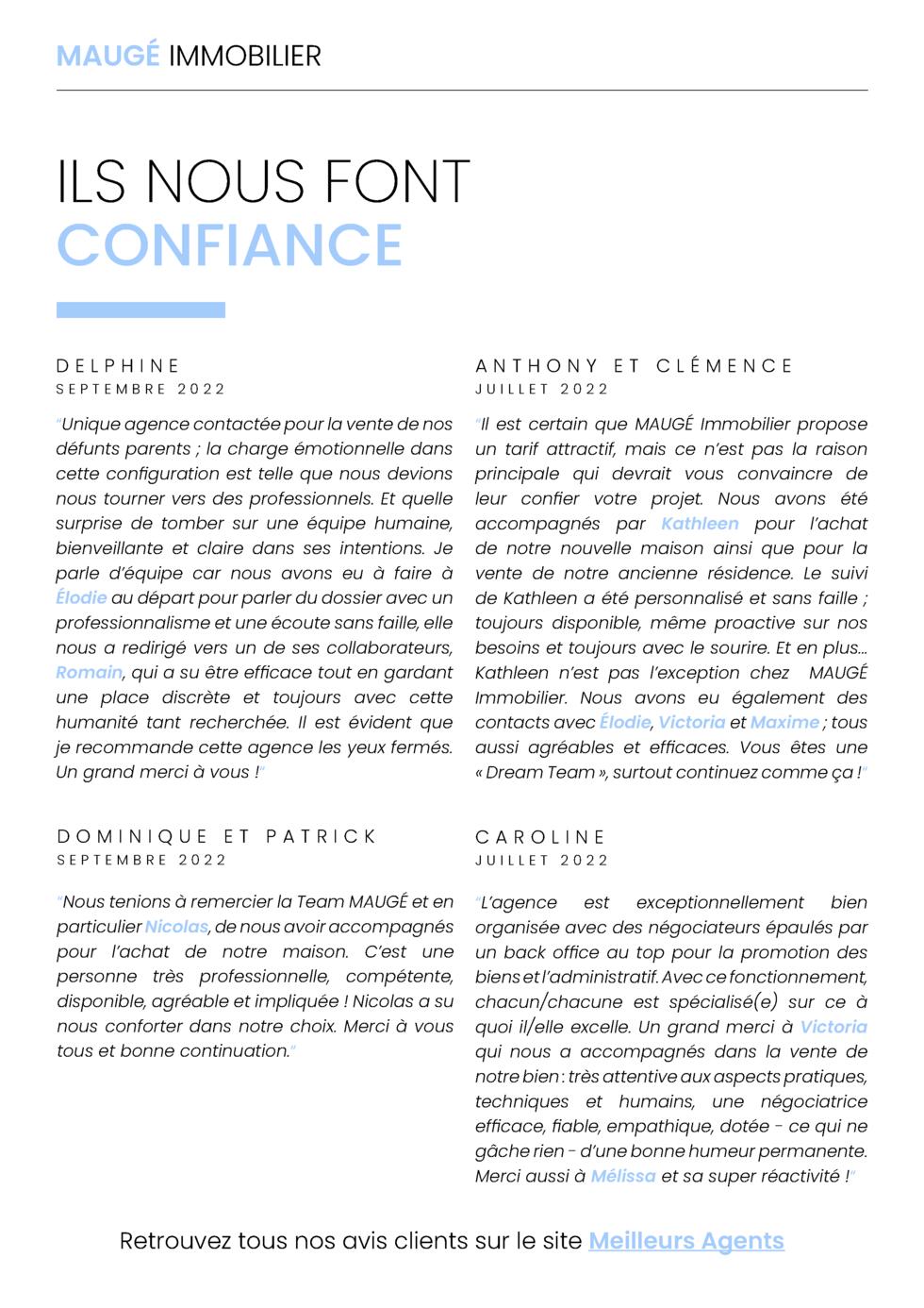 MAUG   IMMOBILIER  ILS NOUS FONT CONFIANCE DELPHINE  ANTHONY ET CL  MENCE     Unique agence contact  e pour la vente de no...