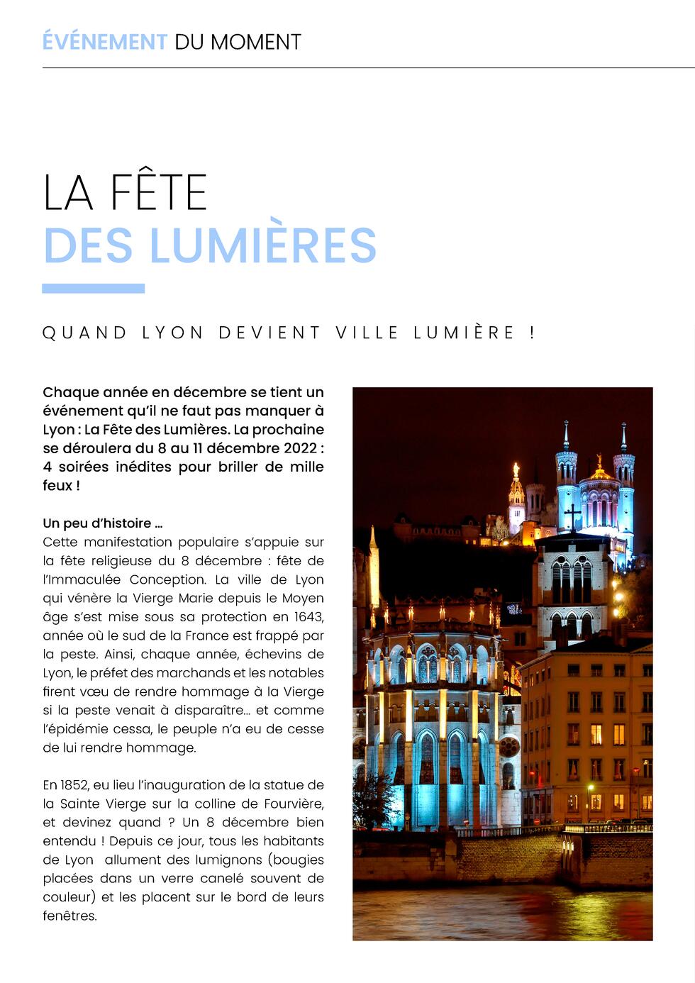   V  NEMENT DU MOMENT    V  NEMENT DU MOMENT  LA F  TE DES LUMI  RES QUAND LYON DEVIENT VILLE LUMI  RE    Chaque ann  e en...