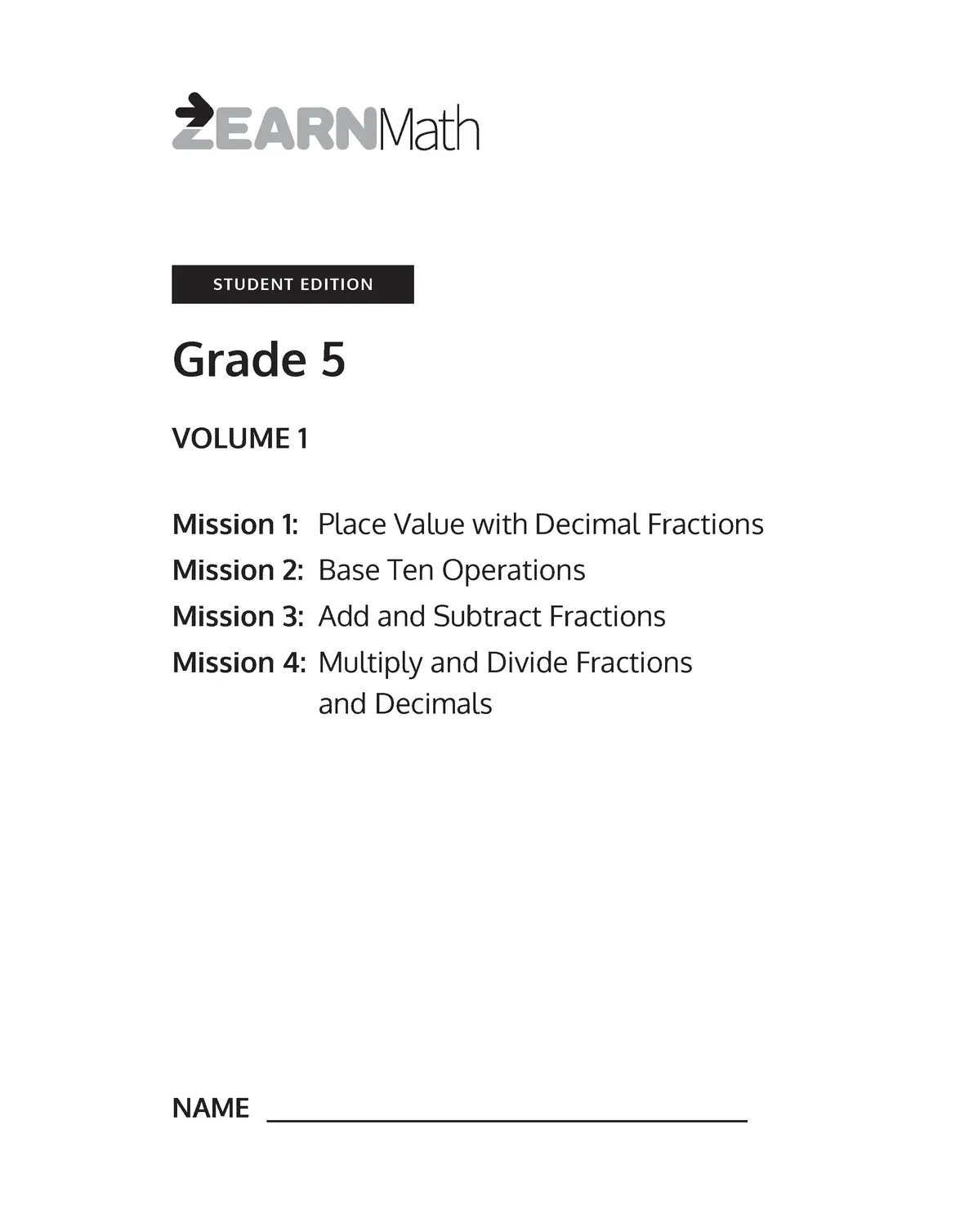 Z5 Math Zearn Math–Student Edition: Volume 1, G5