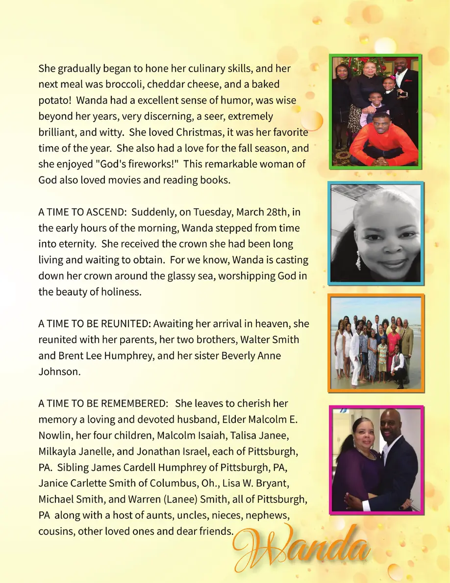 Wanda Nowlin Funeral Program